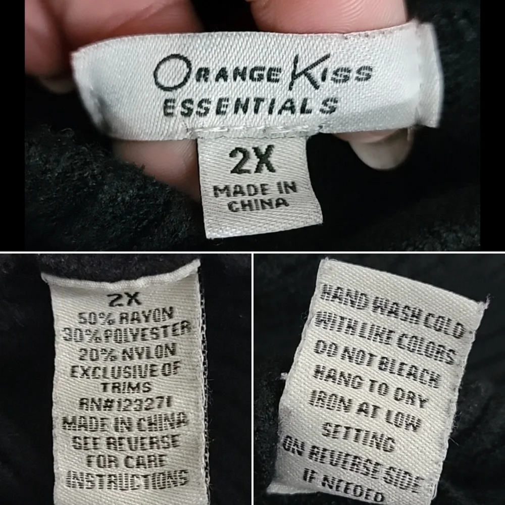 Orange Kiss Black Ribbed Cropped Knit Hoodie Zipper Cardigan